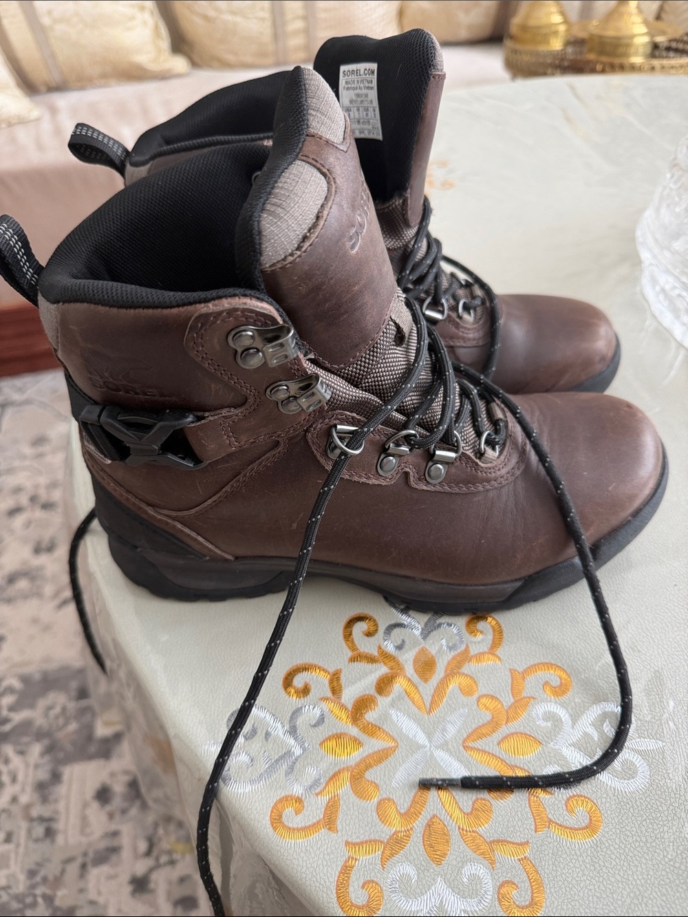 Sorel Brown Leather Lace-Up Men's Hiking Boots